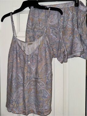 Soma Paisley Pajama Cami & Shorts in Light Gray with Pastel Accents